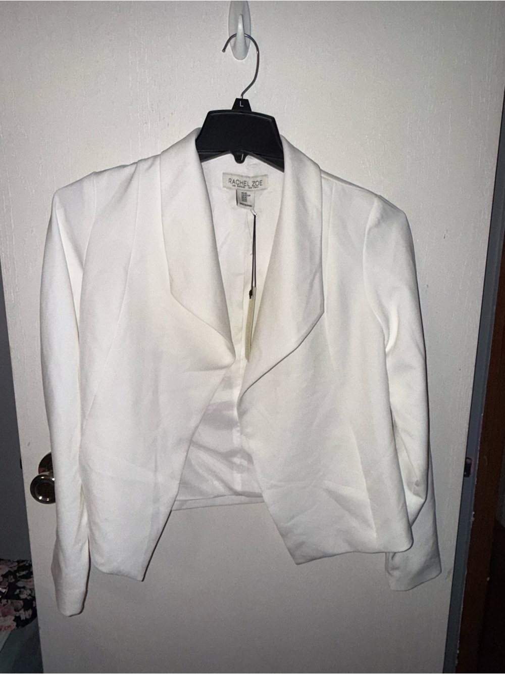 Rachel Zoe White Cropped Open-Front Blazer